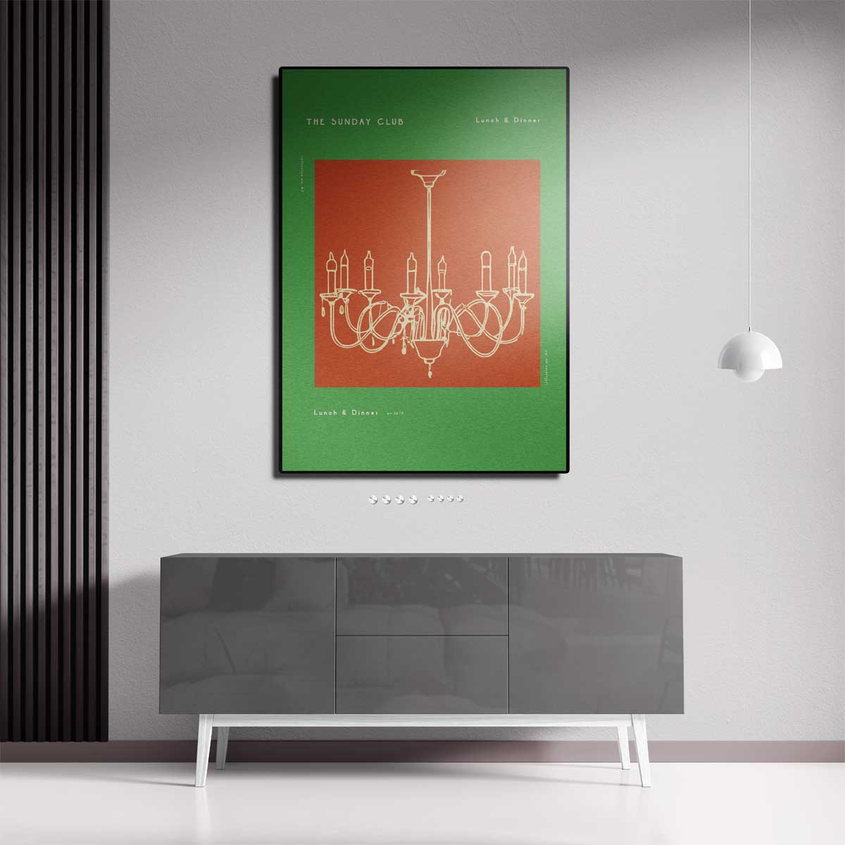 Retro Kroonluchter Illustratie – canvas kunstwerk als wanddecoratie