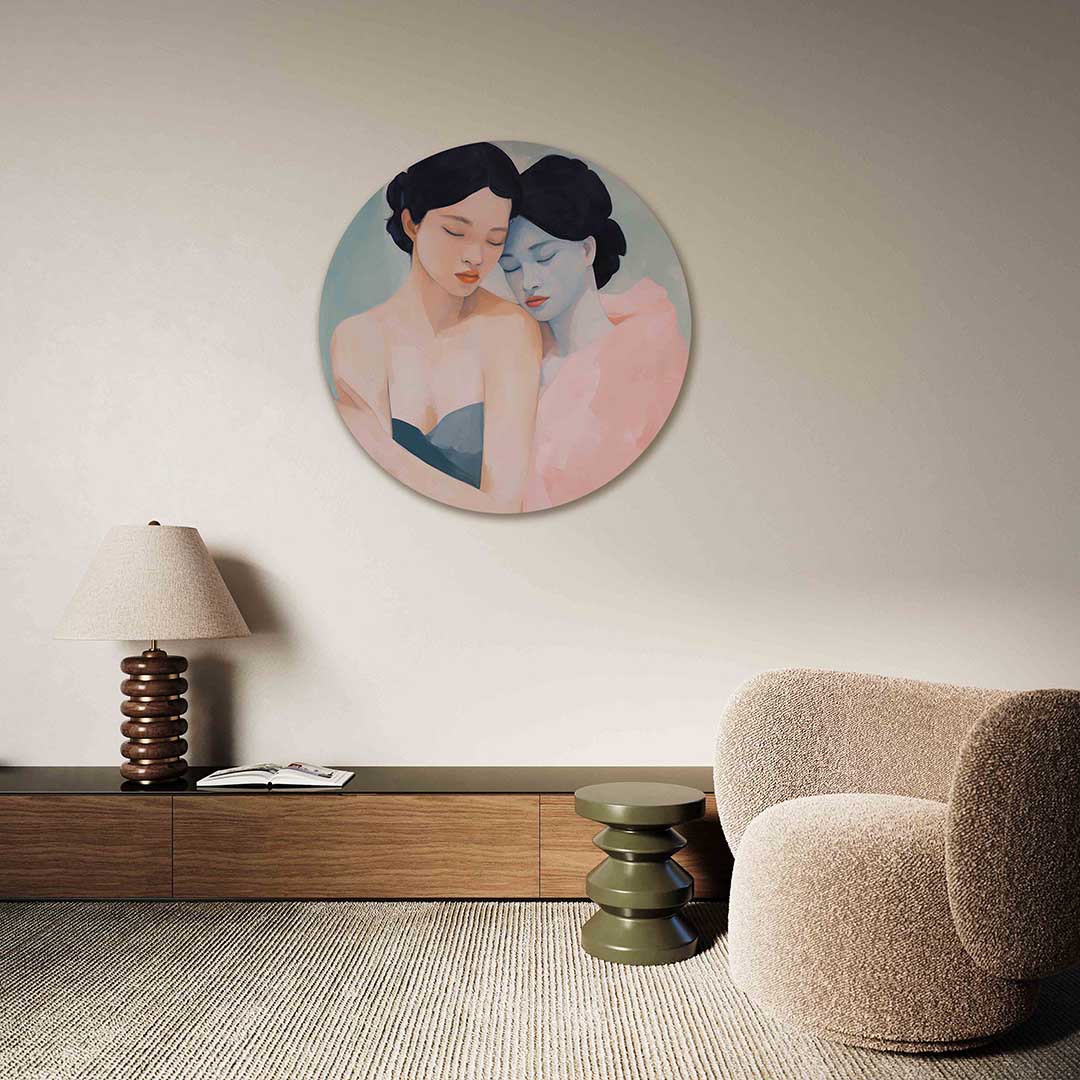 Twee figuren – vrouwelijk portret muurcirkel als wanddecoratie