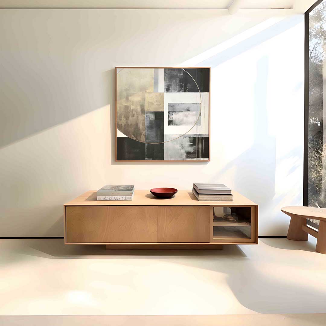 Geometrische vormen – vierkante zachte abstracte wanddecoratie van WallArtistic