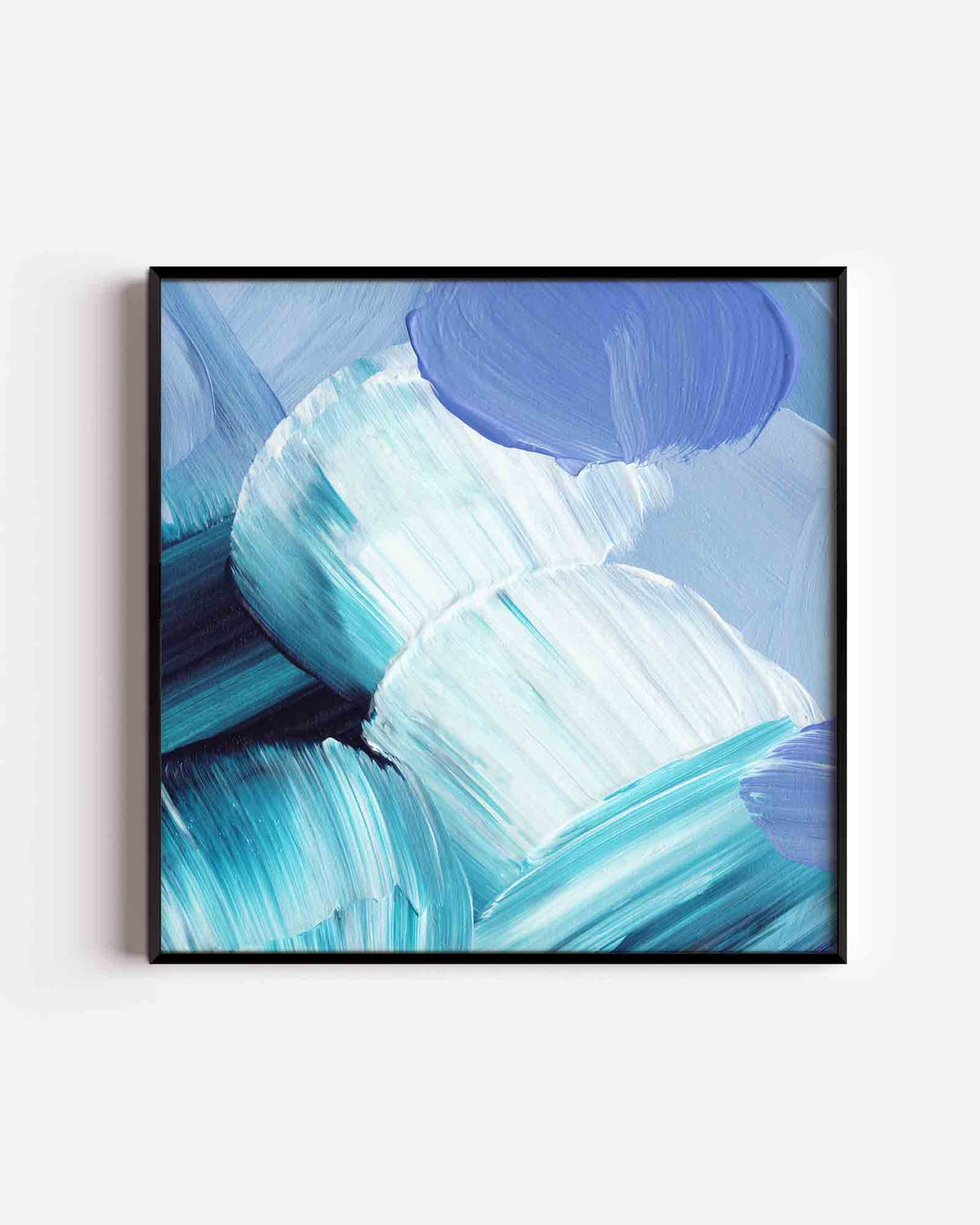 Abstracte blauwe penseelstreken – schilderkunst vierkante poster als wanddecoratie