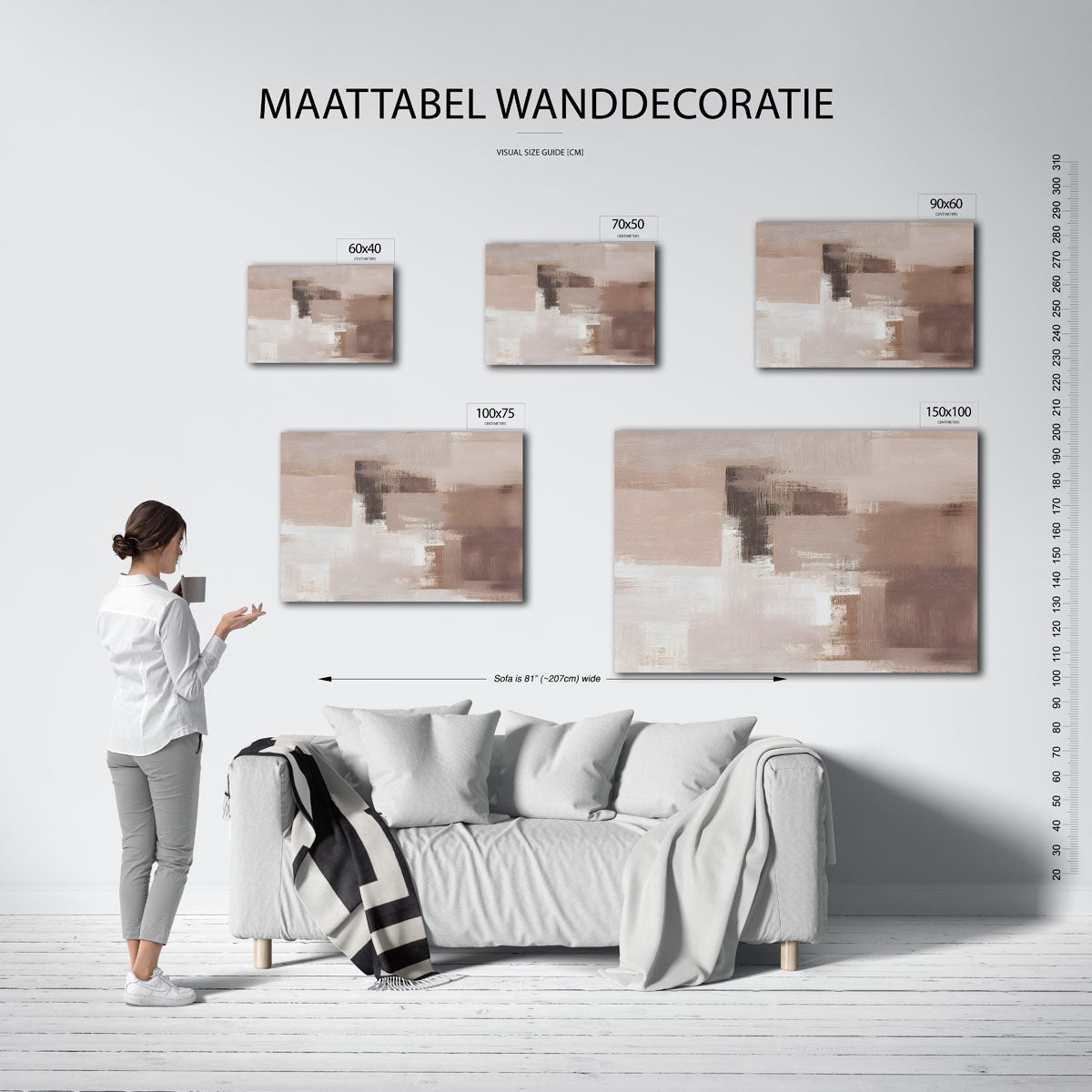Zachte aardetinten compositie – Harmonie – moderne liggende wandkunst