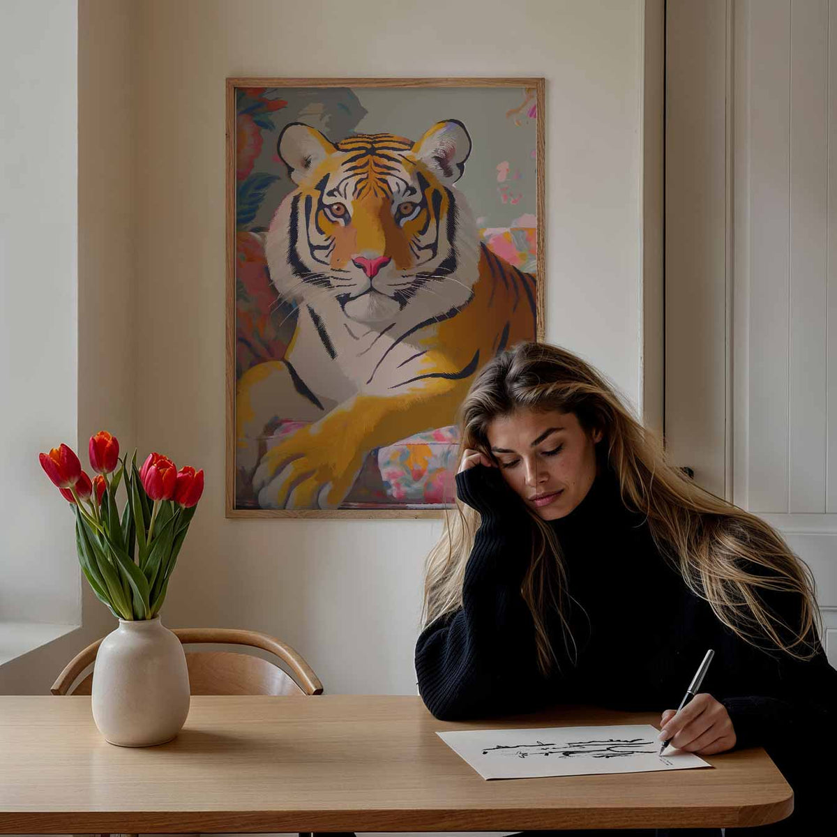 Stijlvolle Tijger – staande dieren wanddecoratie van WallArtistic
