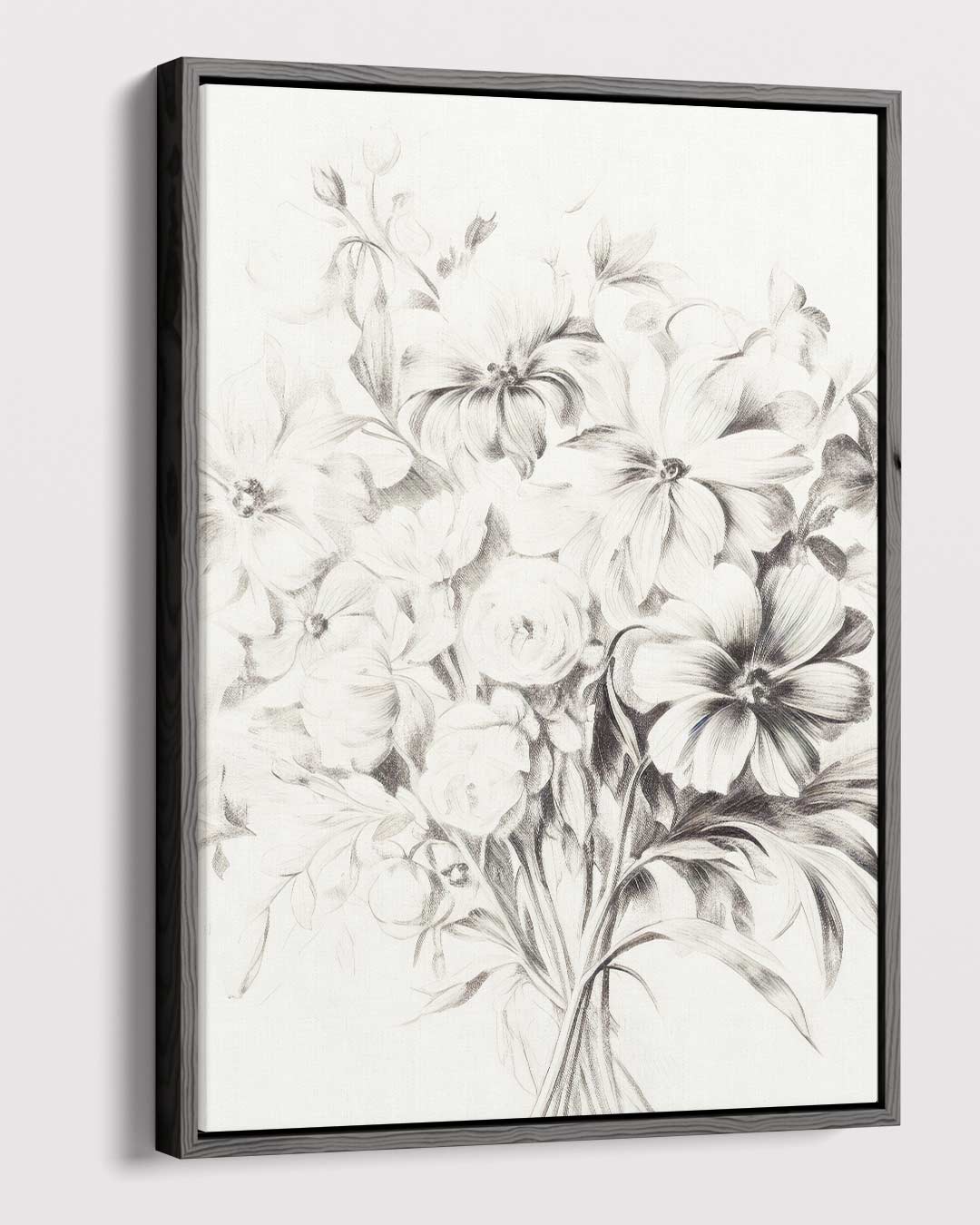Zwart-wit Bloemenpracht – canvas wanddecoratie in portret formaat