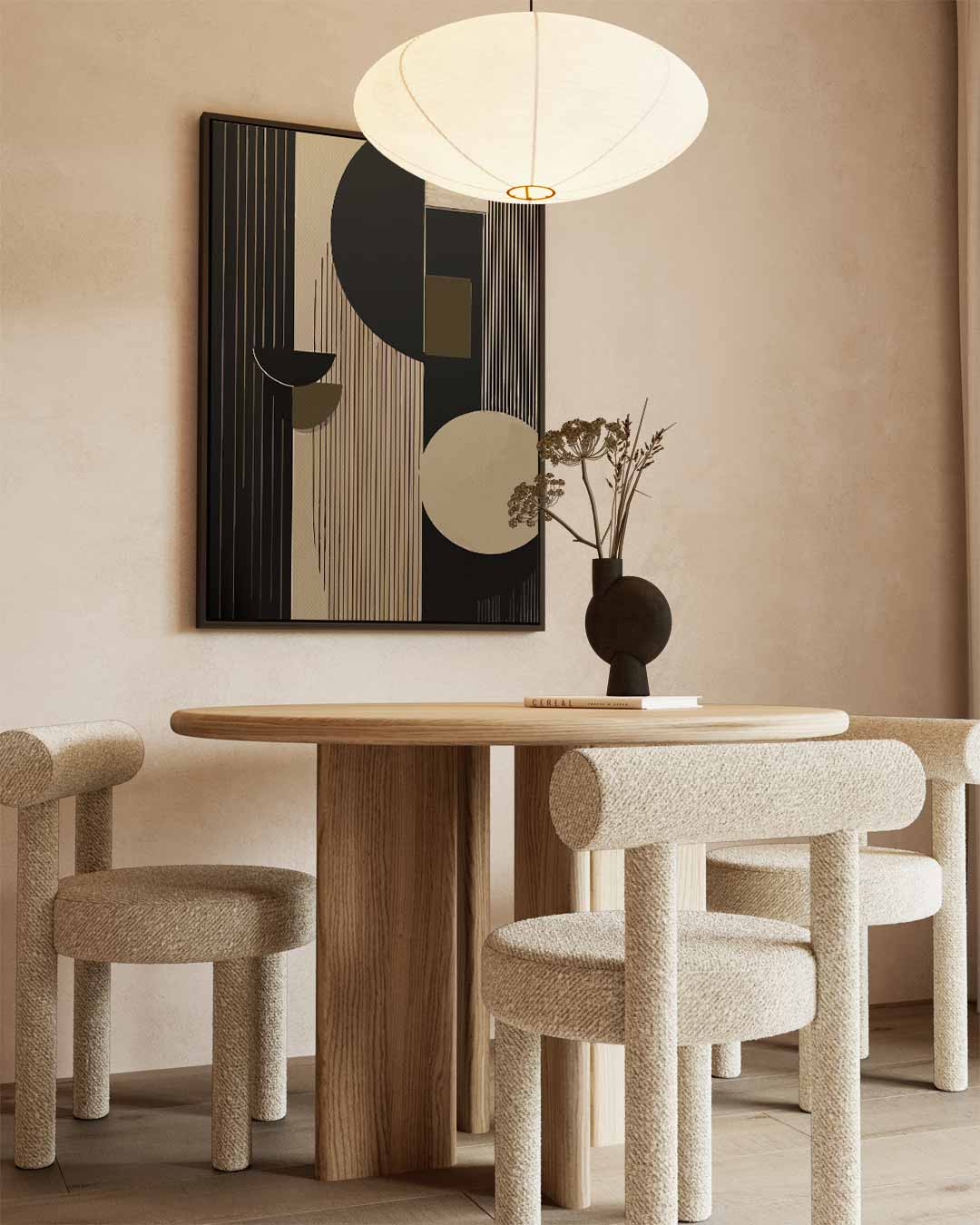 Moderne Geometrische Harmonie – kunstwerk met zwarte baklijst