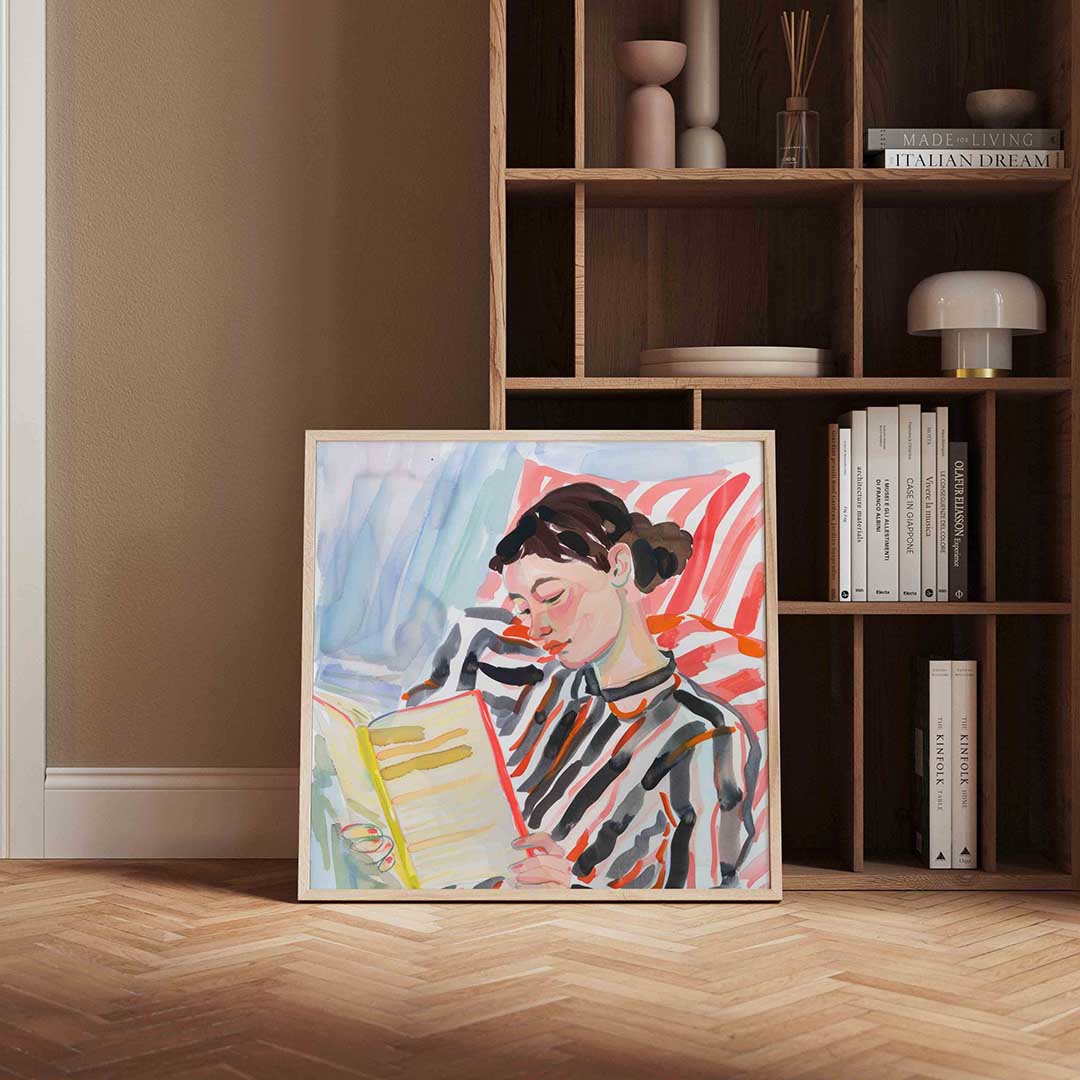 Lezende vrouw – portret poster in vierkant formaat