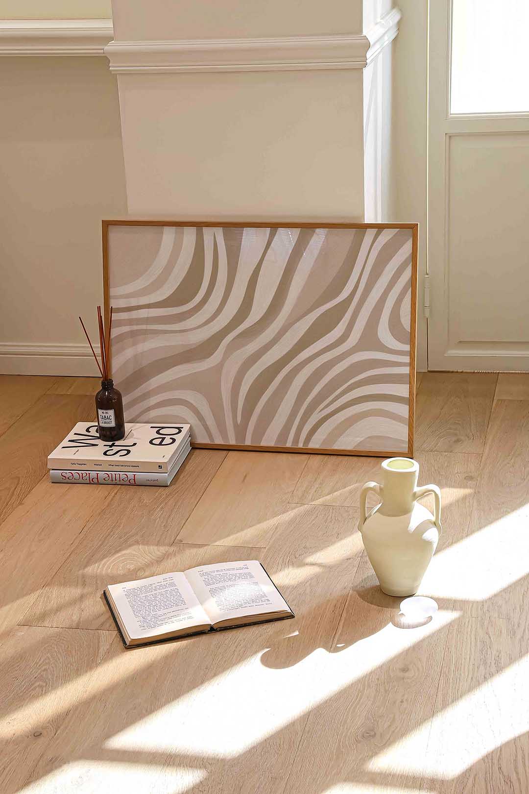 Golvende lijnen – liggende abstracte wanddecoratie van WallArtistic