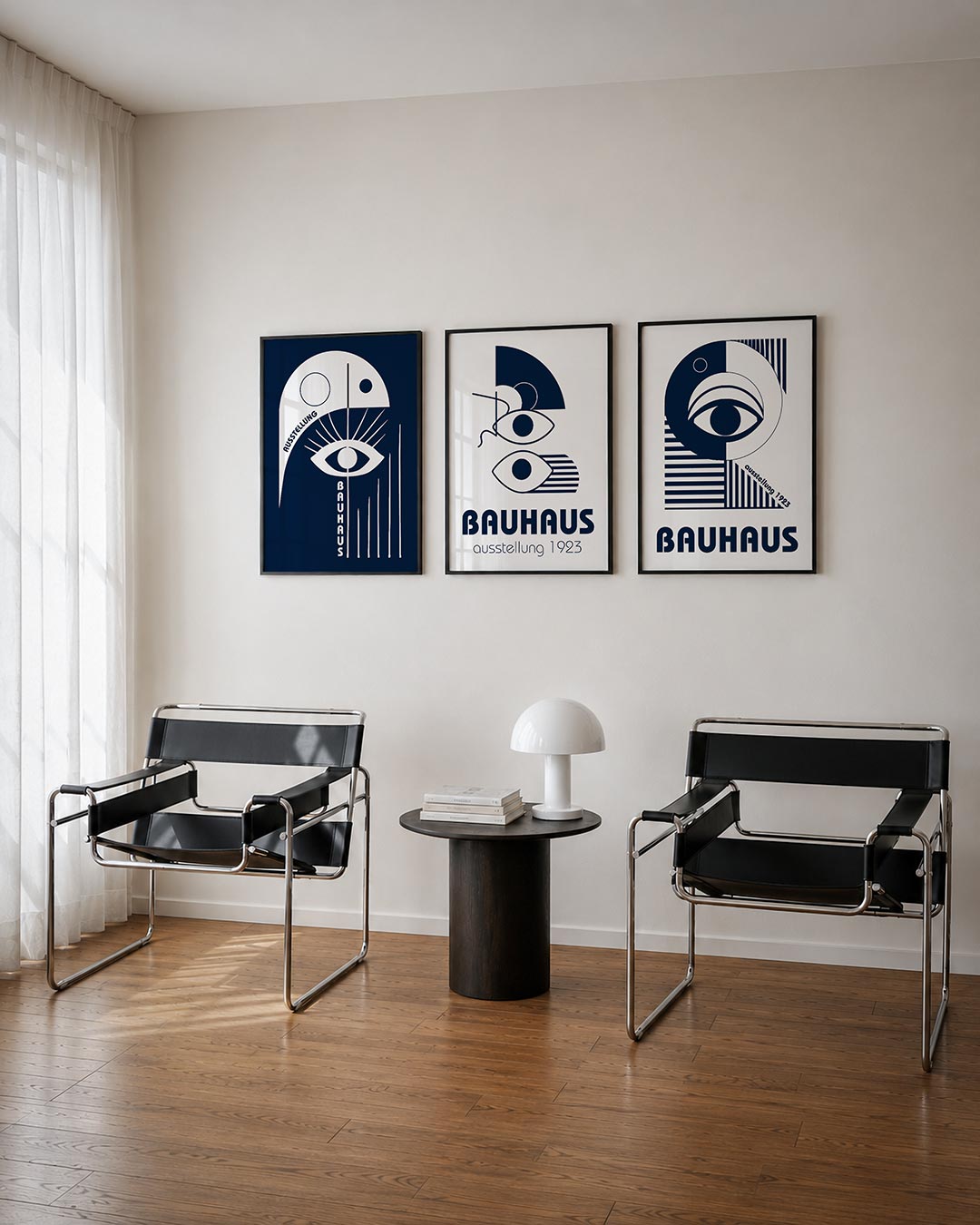 Oog en lijnen driedelige posterset – deze posterset in drie delen toont een opvallend oog met strakke lijnen en cirkels. De