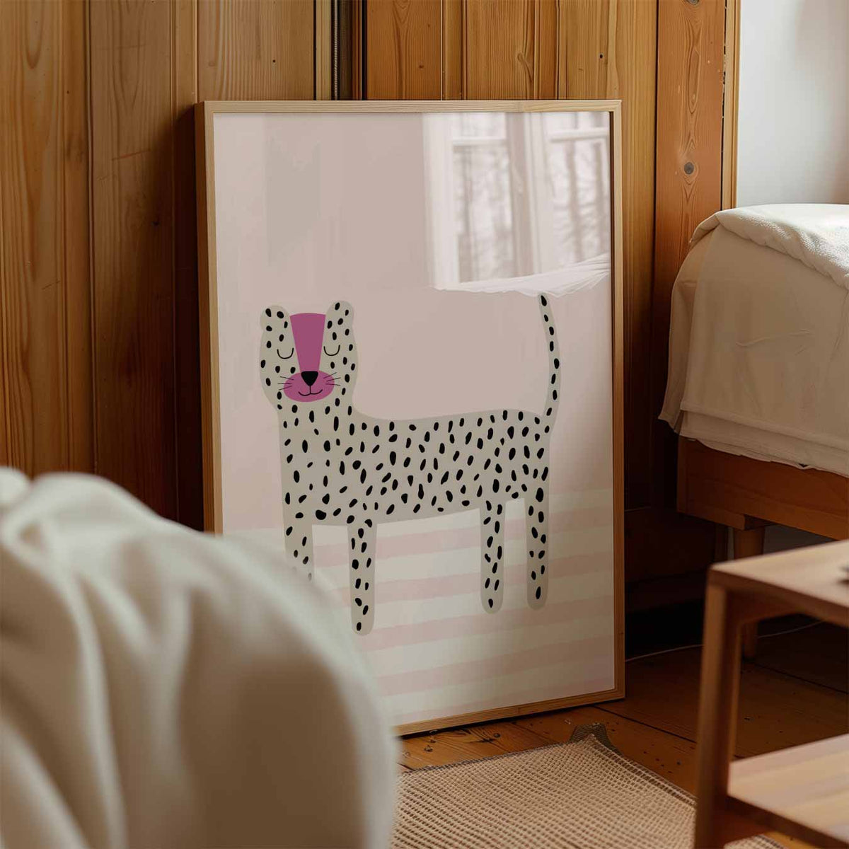 Vrolijke Luipaard Illustratie – kinderposter in staand formaat