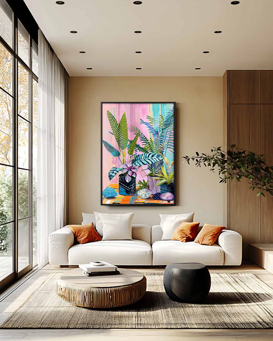 Tropische Planten in Kleurexplosie – plexiglas wanddecoratie in portret formaat