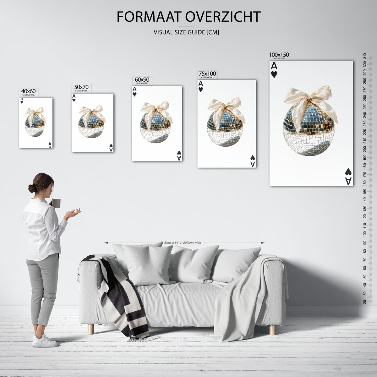Spiegelbol met strik – staand wanddecoratie kunstwerk