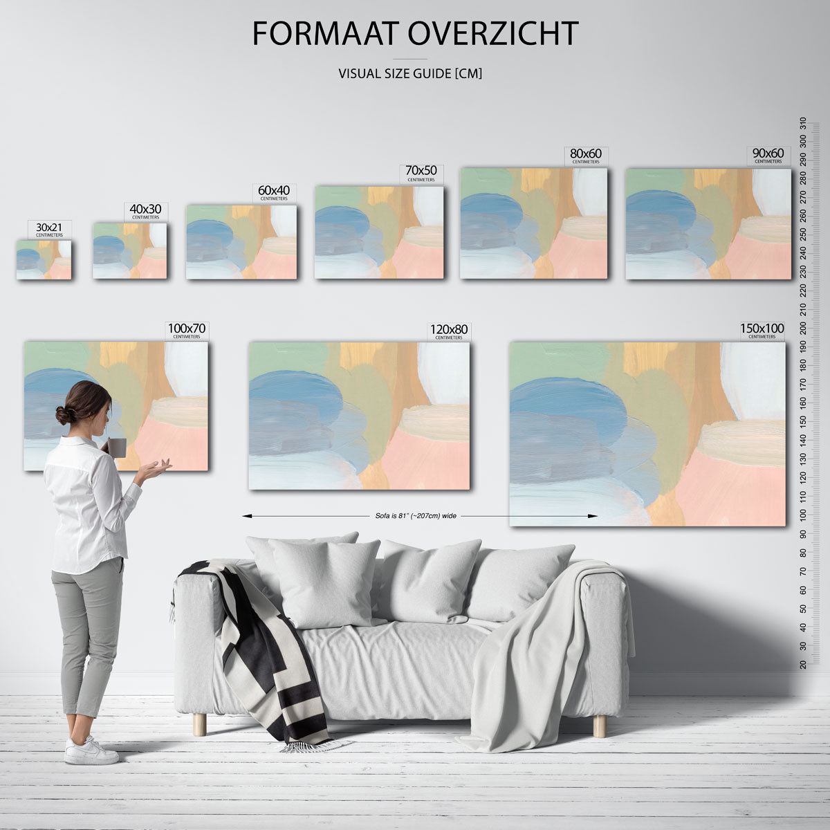 Abstracte vormen – liggende muurposter met artistieke uitstraling