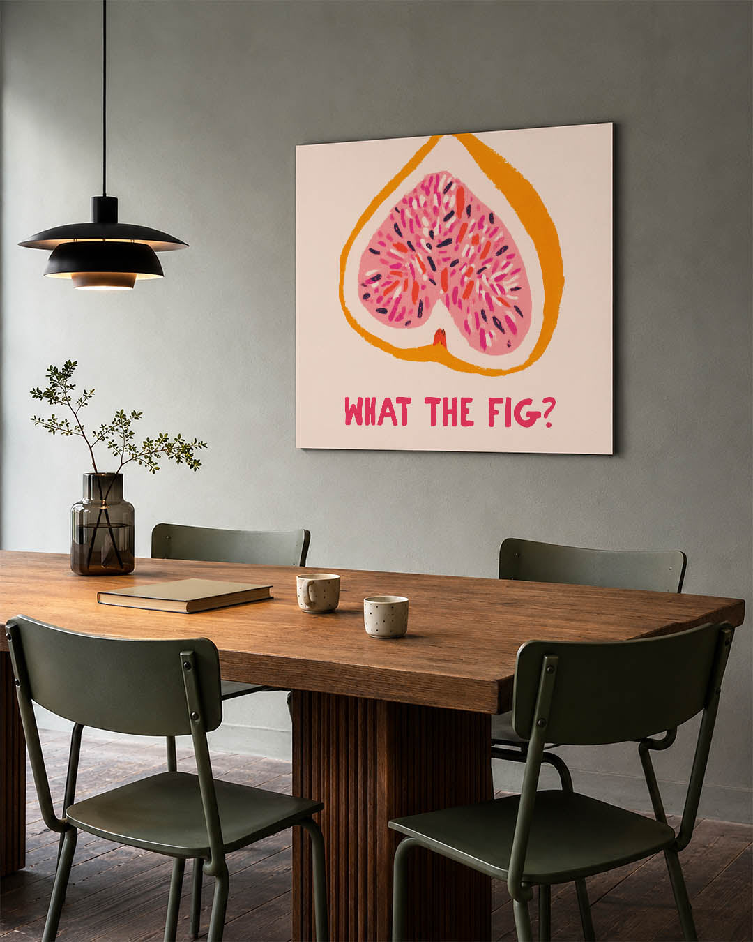 Vrolijke vijg illustratie kunstwerk – tweede productweergave – dit werk toont een speelse illustratie van een vijg in