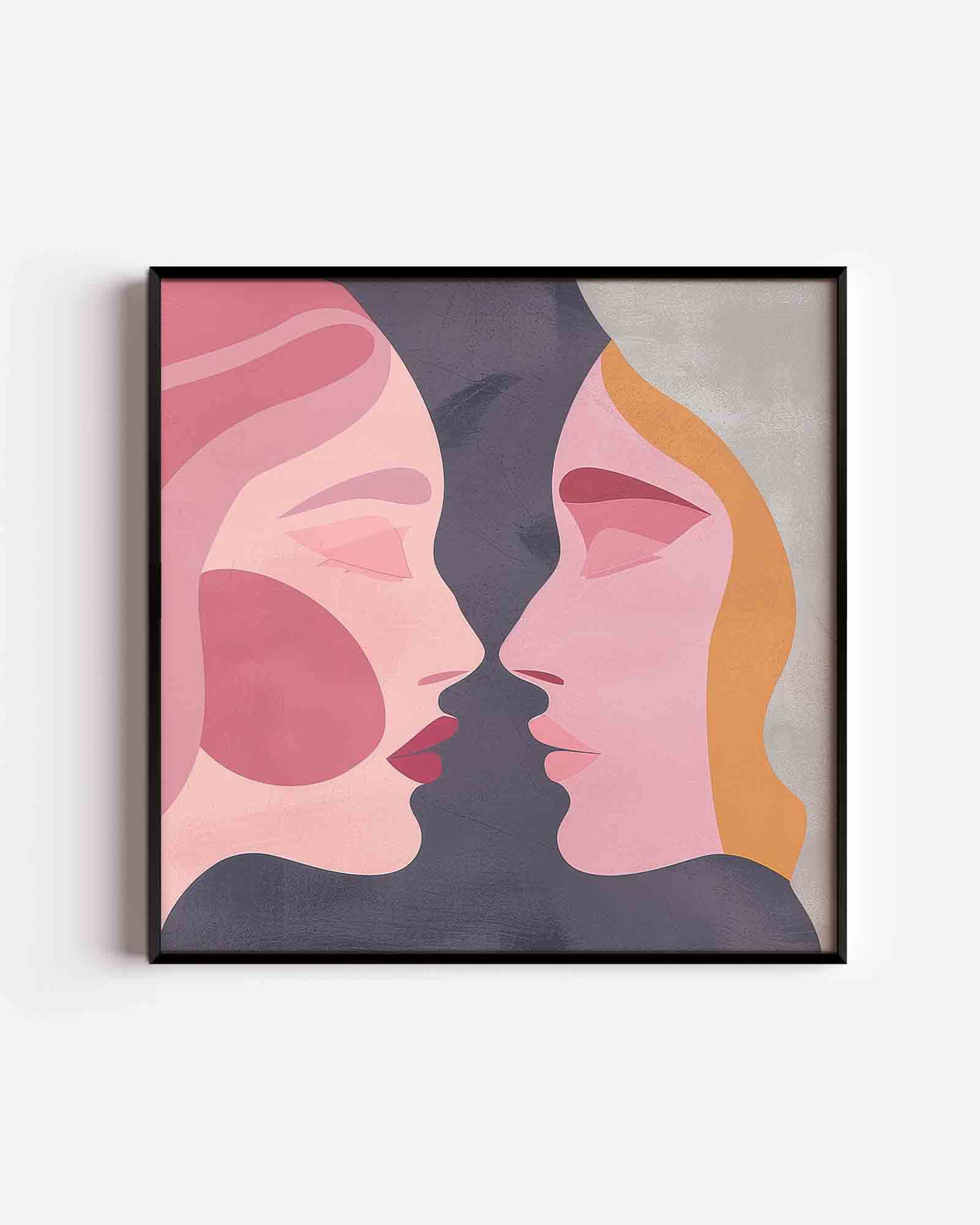 Twee gezichten – kleurrijke illustratie poster als wanddecoratie