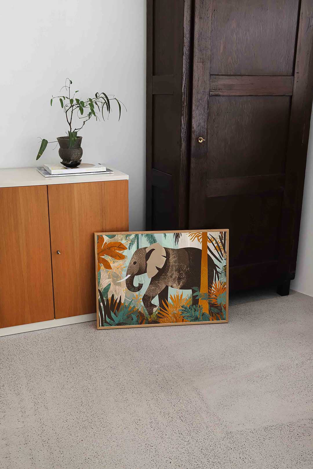 Olifant in jungle – dierenillustratie als landscape poster