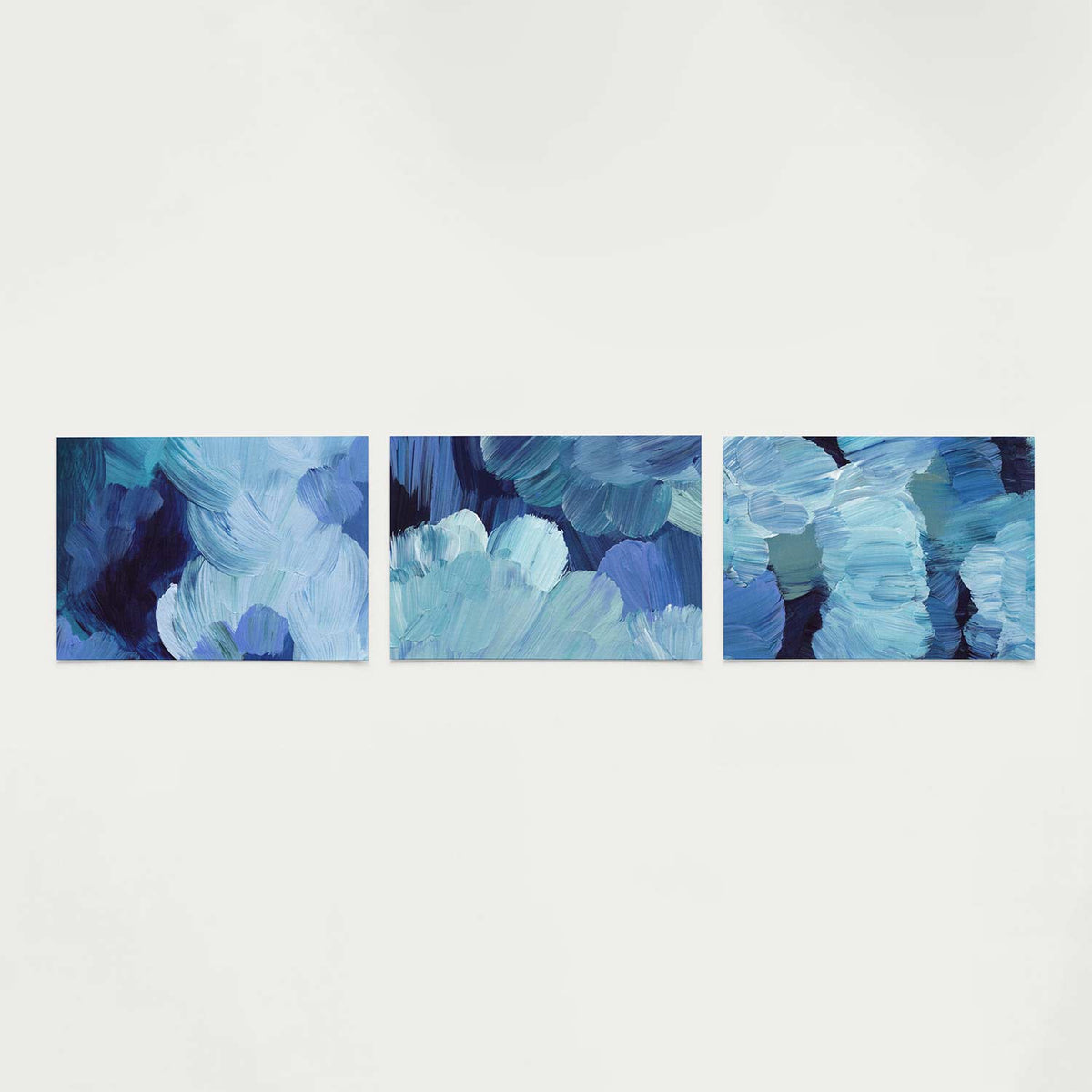 Blauwe borstelstreken Posterset