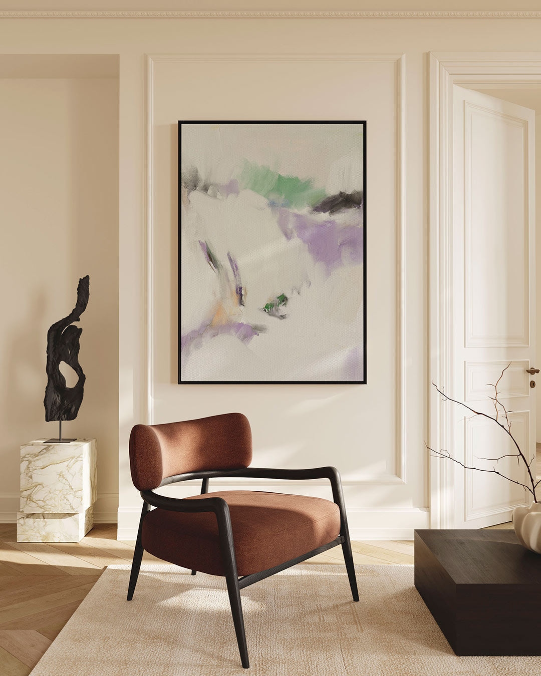 Zachte kleurencompositie – staand wanddecoratie kunstwerk