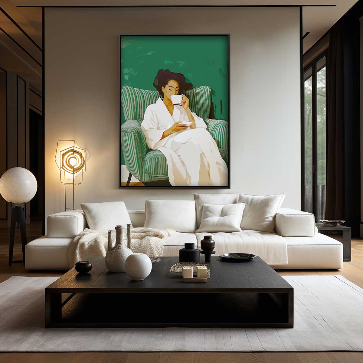 Ochtendrust met Koffie – modern portret kunstwerk van WallArtistic