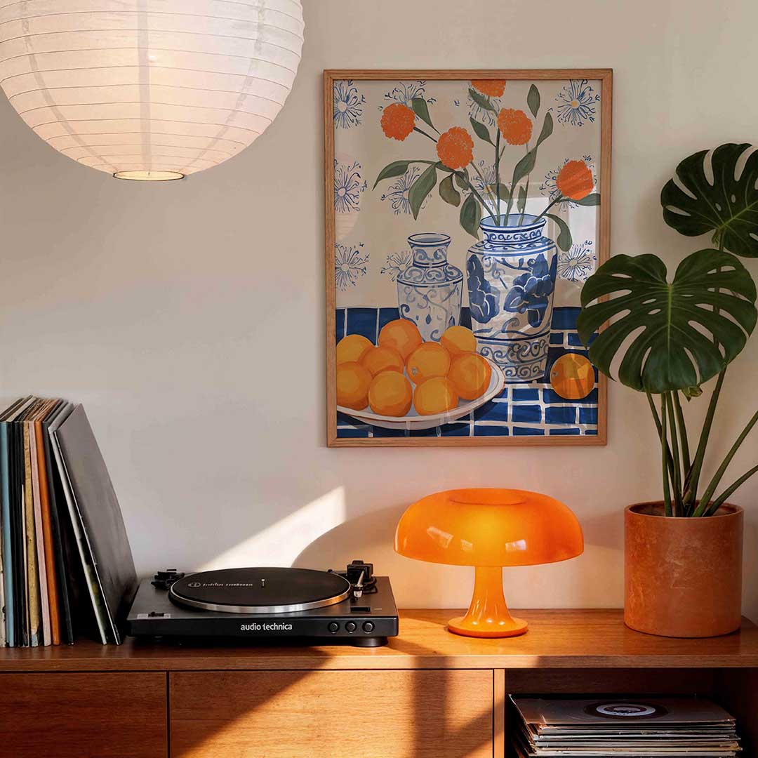 Bloemen en fruit – staande bloemen wanddecoratie van WallArtistic