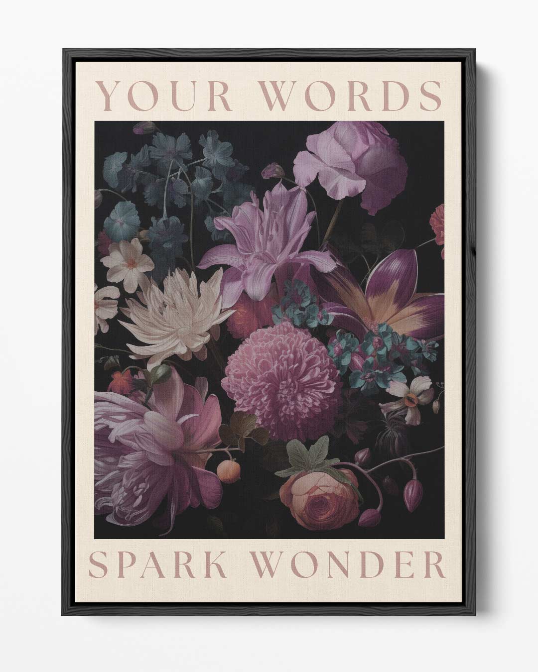 Bloemenpracht Woordenprint – portret kunstwerk als wanddecoratie