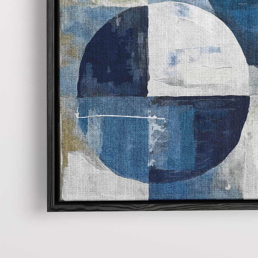 Abstract Geometrisch Blauw – dibond kunstwerk als wanddecoratie