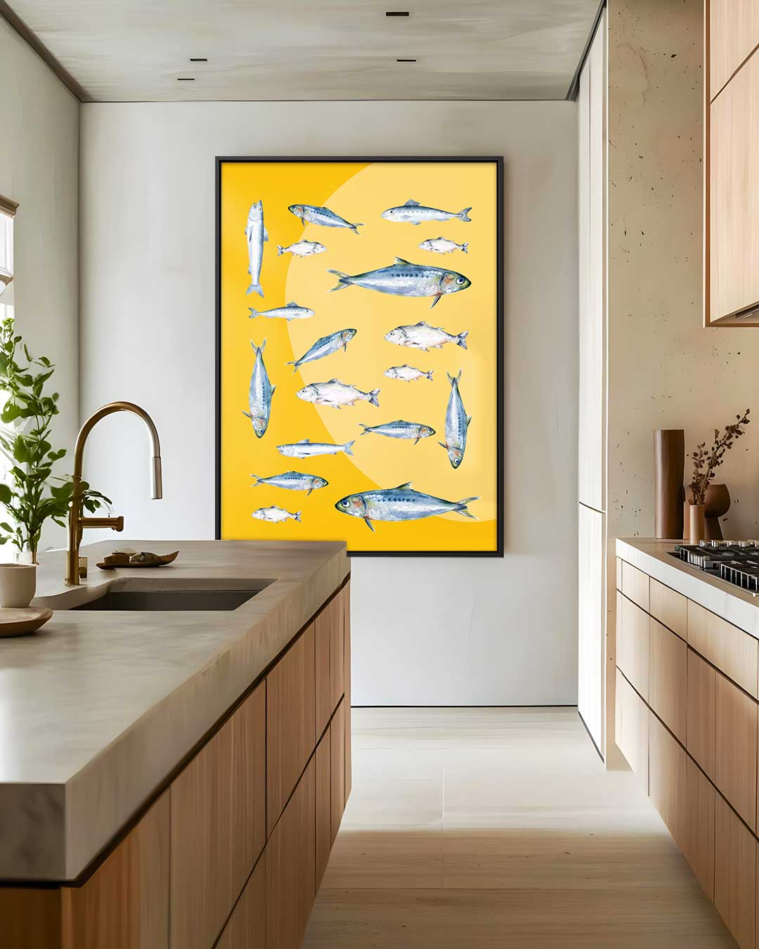 Vrolijk Visballet – staand kunstwerk voor modern interieur