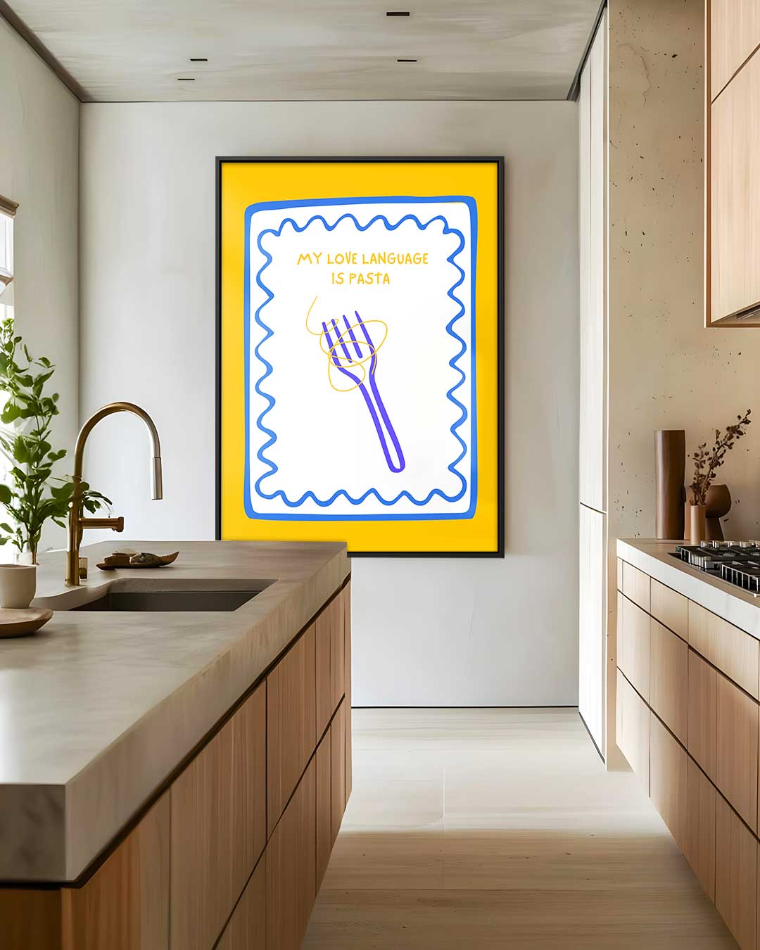 Pasta Liefdestaal – dibond wanddecoratie in staand formaat