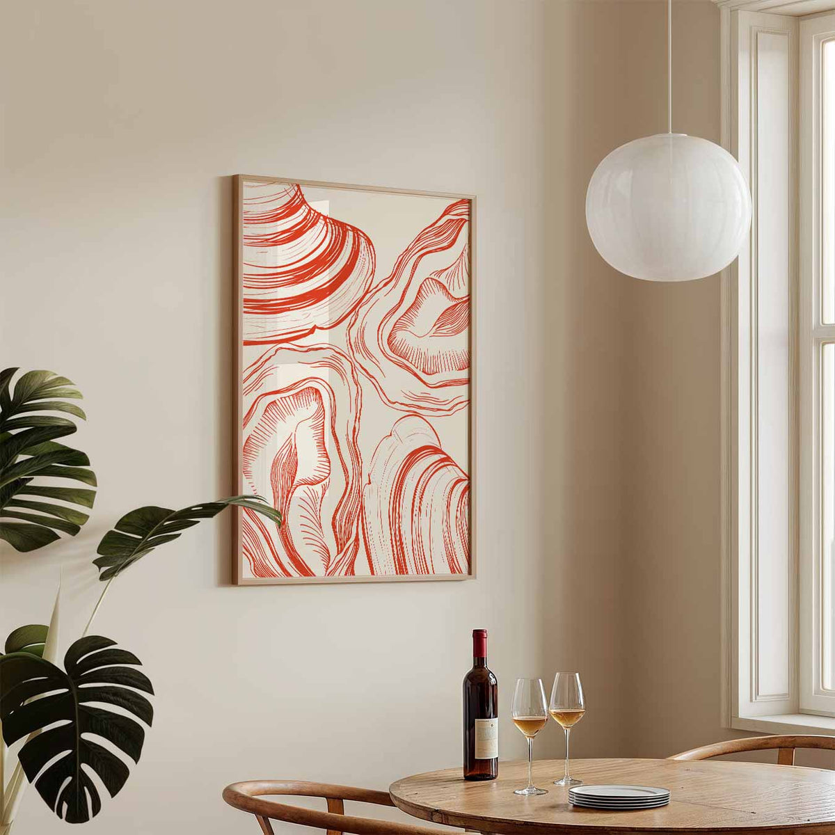 Abstracte Schelpenillustratie – zeedieren poster in staand formaat