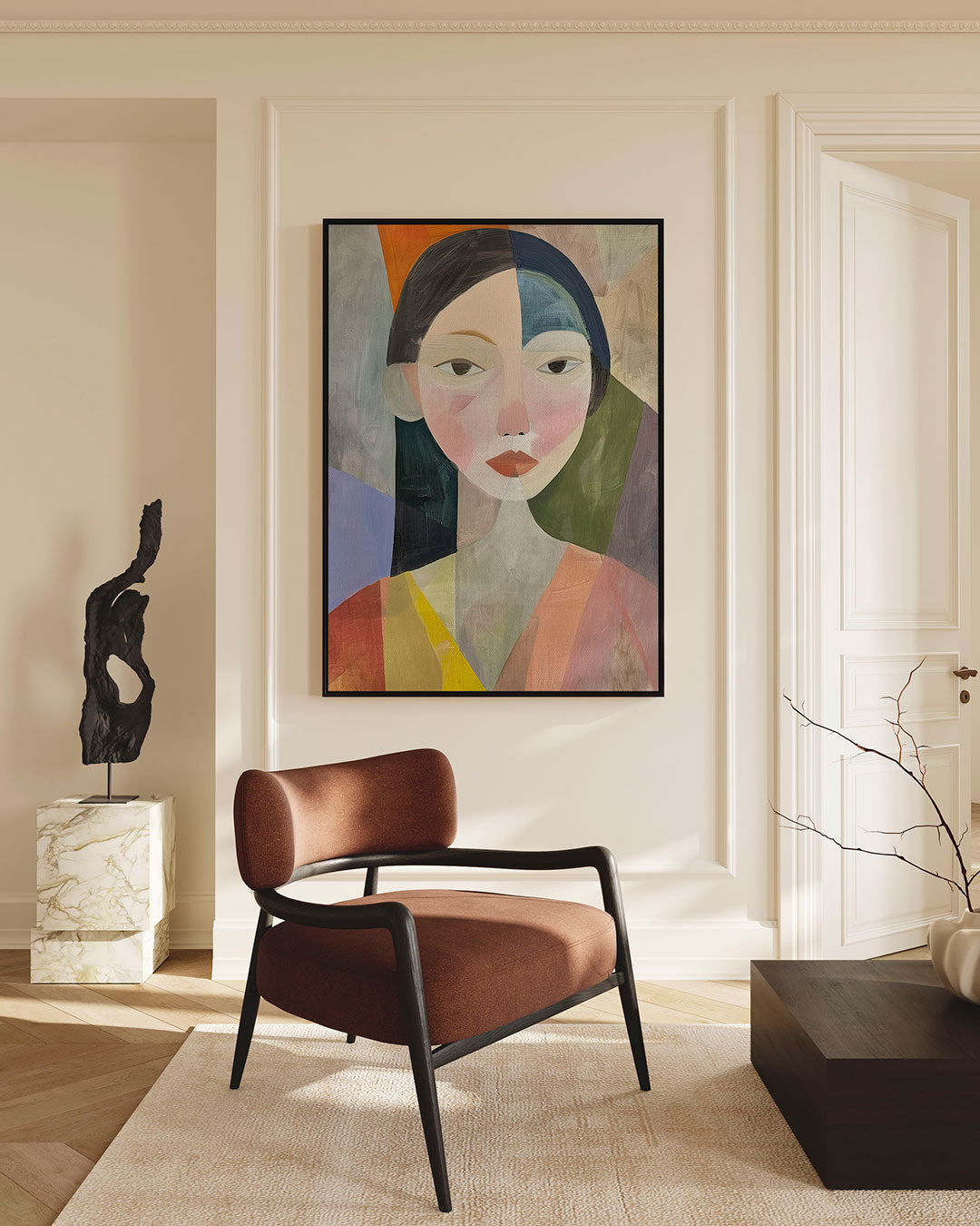 Geometrisch portret – staande wanddecoratie