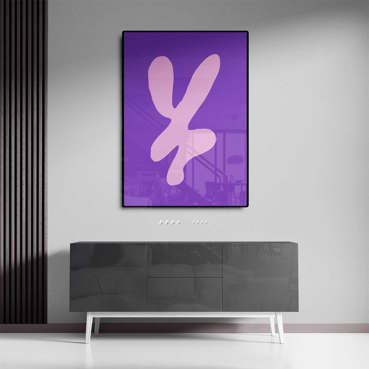 Vrolijke Vormen in Paars en Roze – canvas wanddecoratie in portret formaat