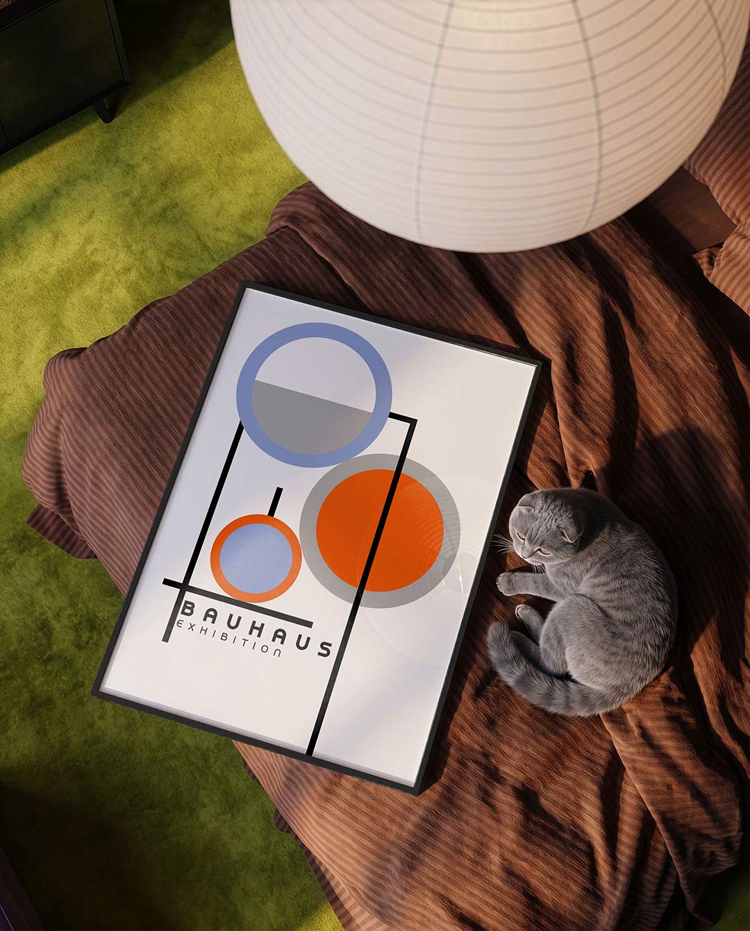 Cirkel en lijnenspel – moderne Bauhaus wandkunst als poster
