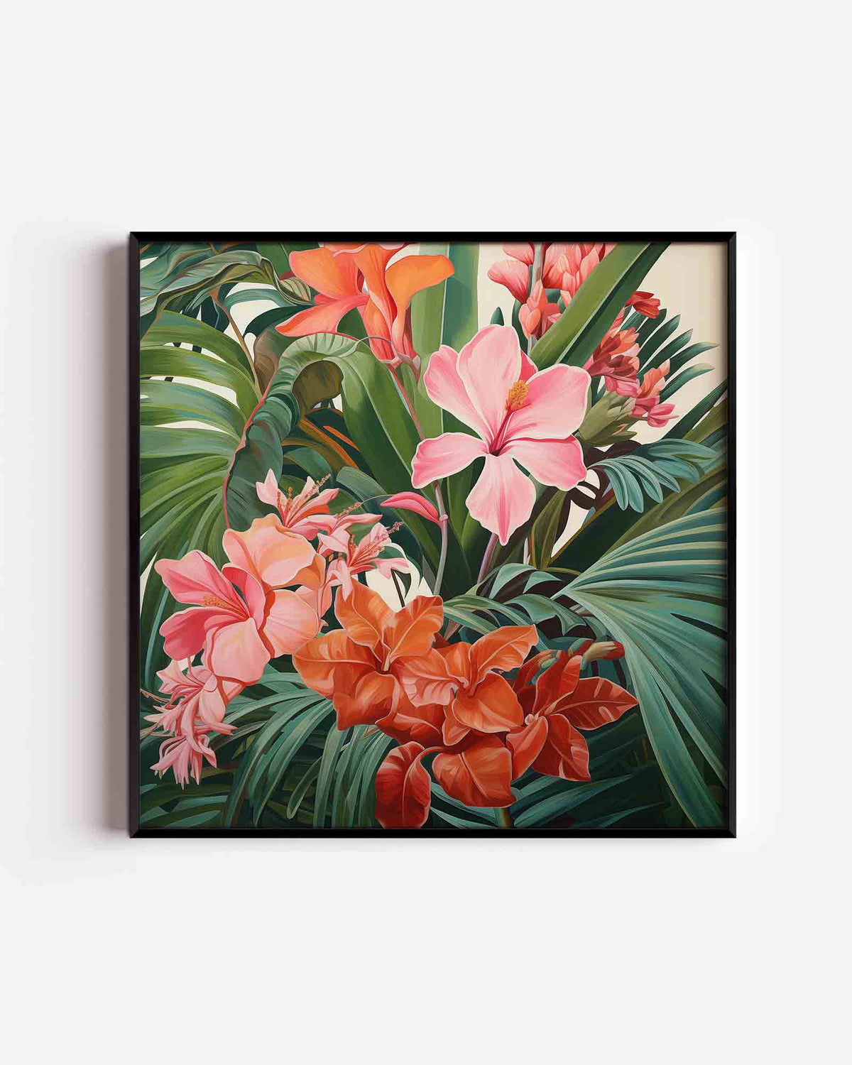 Bloemen en bladeren – jungle vierkante poster als wanddecoratie