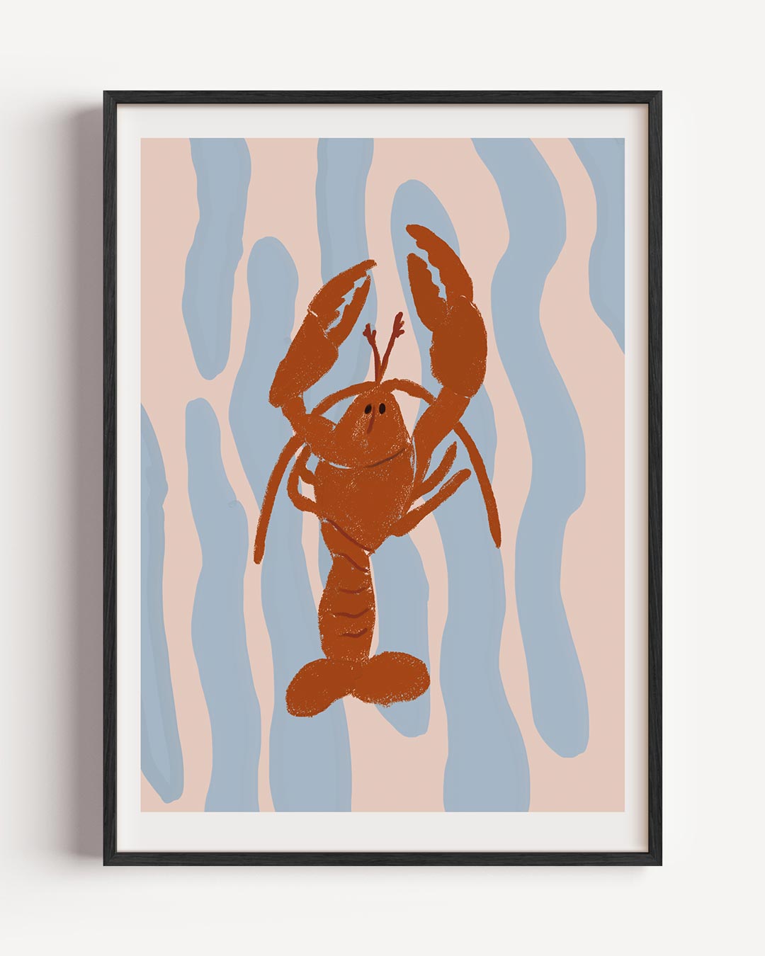 Speelse Kreeft Kunstposter – keuken portret poster als wanddecoratie