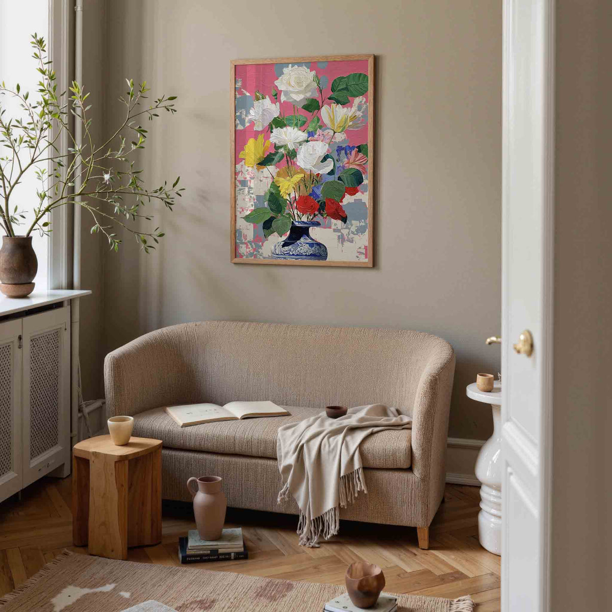 Bloemen in vaas – illustratie poster in staand formaat