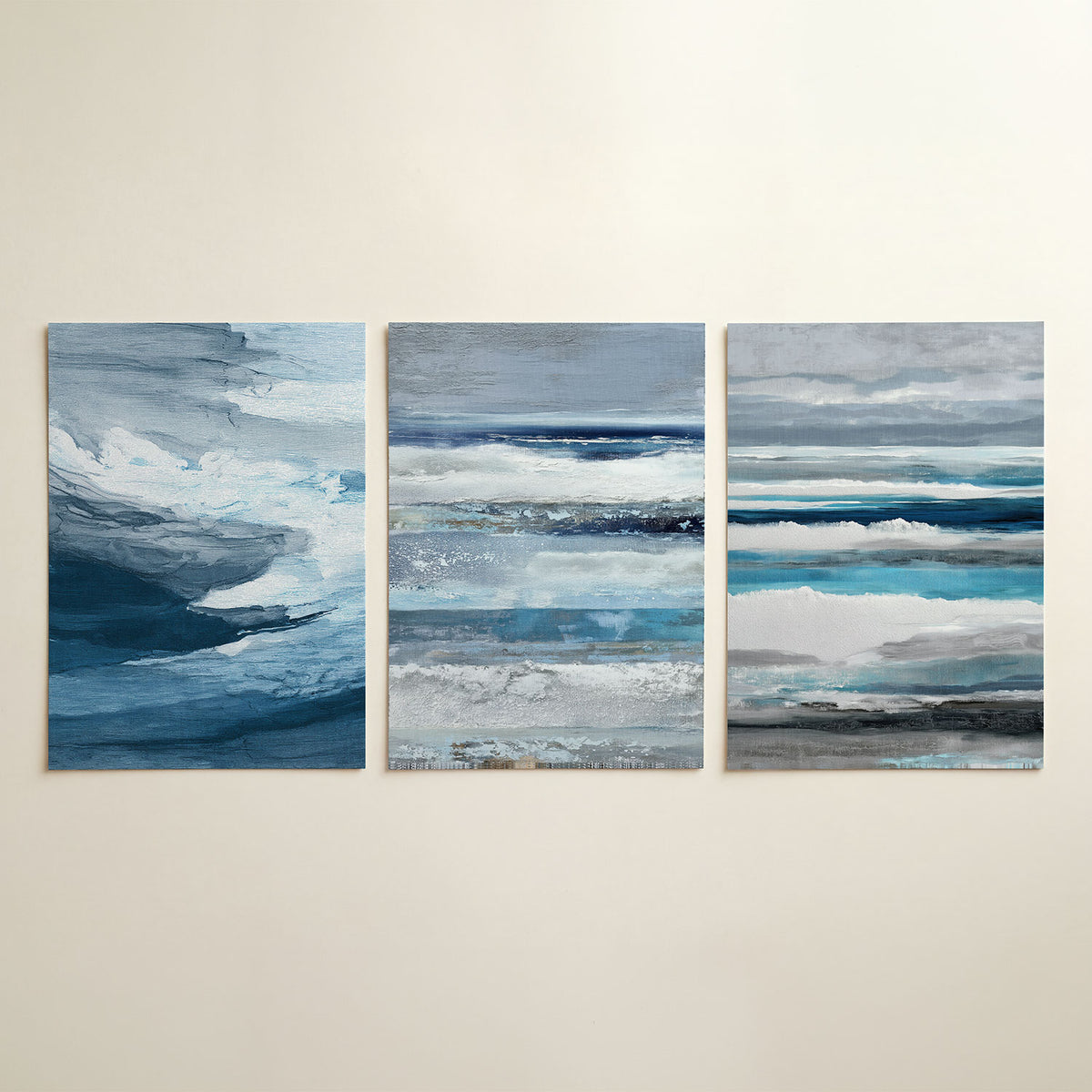 Golvend lijnenspel driedelige posterset in tweede interieur