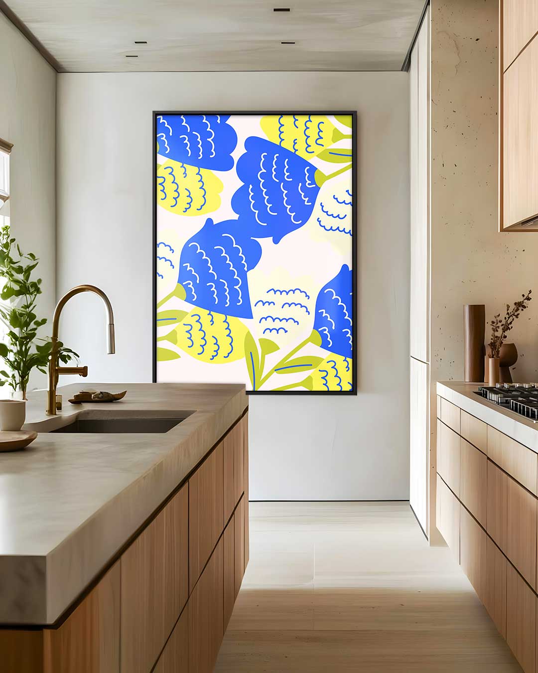 Bloemenexplosie – plexiglas wanddecoratie in portret formaat