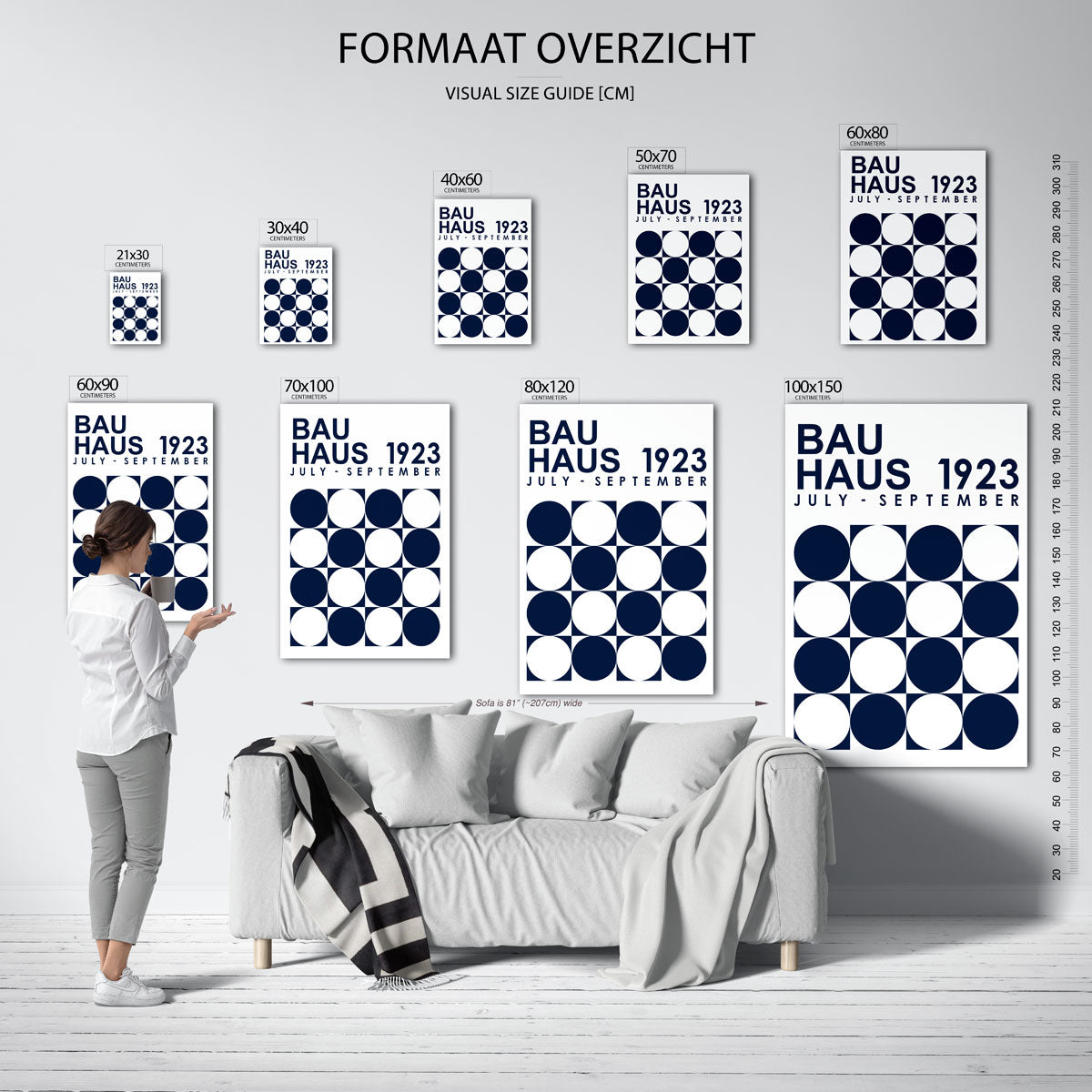 Cirkelpatroon en tekst – geometrische poster in Bauhaus-stijl van WallArtistic