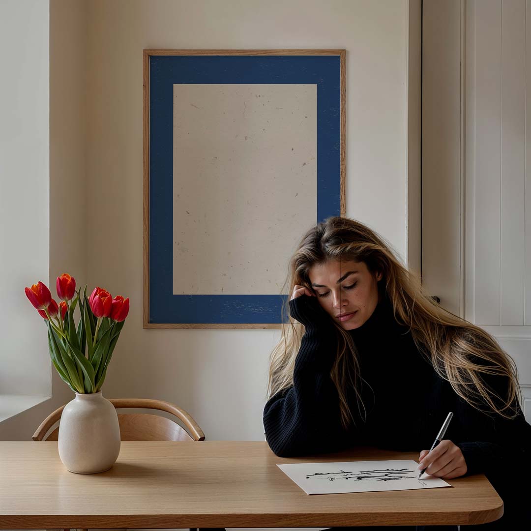 Stijlvolle Minimalistische Muurposter – staande muurposter met kleurrijke abstracte vormen
