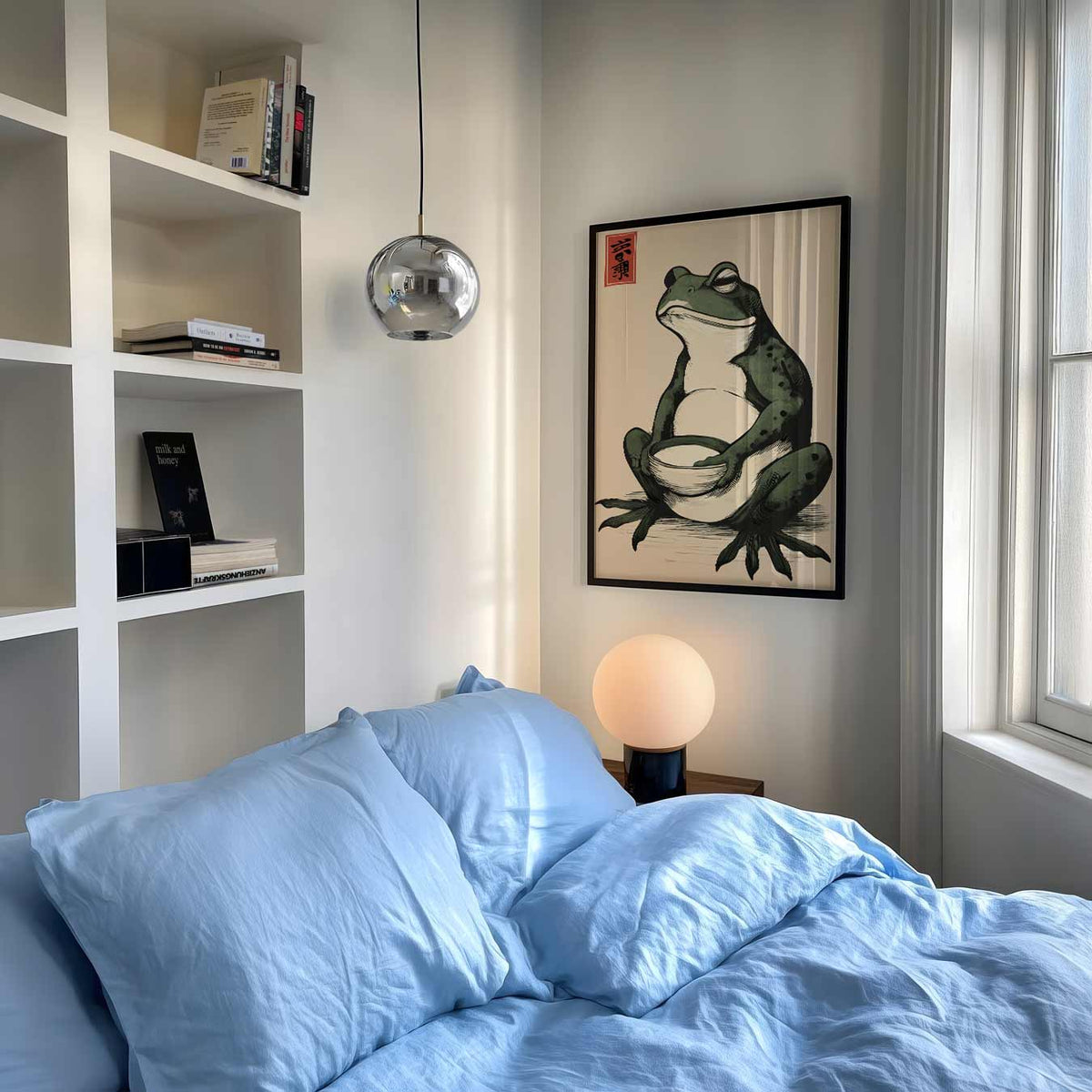 Rustgevende Kikker – dierenillustratie als portret poster