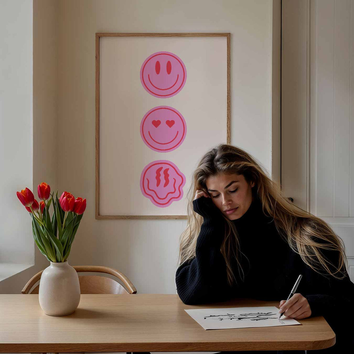 Kleurrijke Emoticon Vibes – staande muurposter met zomerse uitstraling