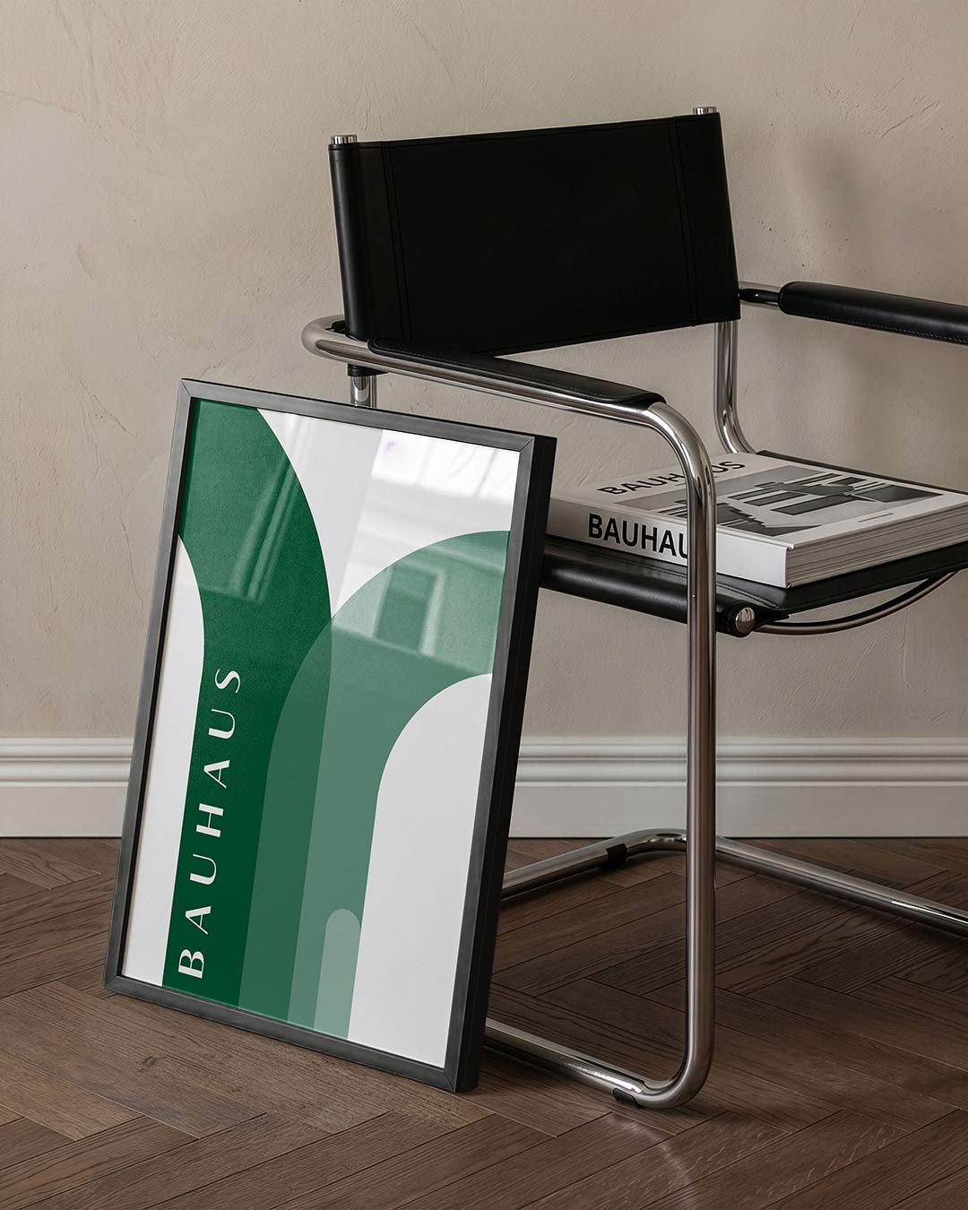Kleurrijke boogvormen – staande Bauhaus poster voor aan de muur