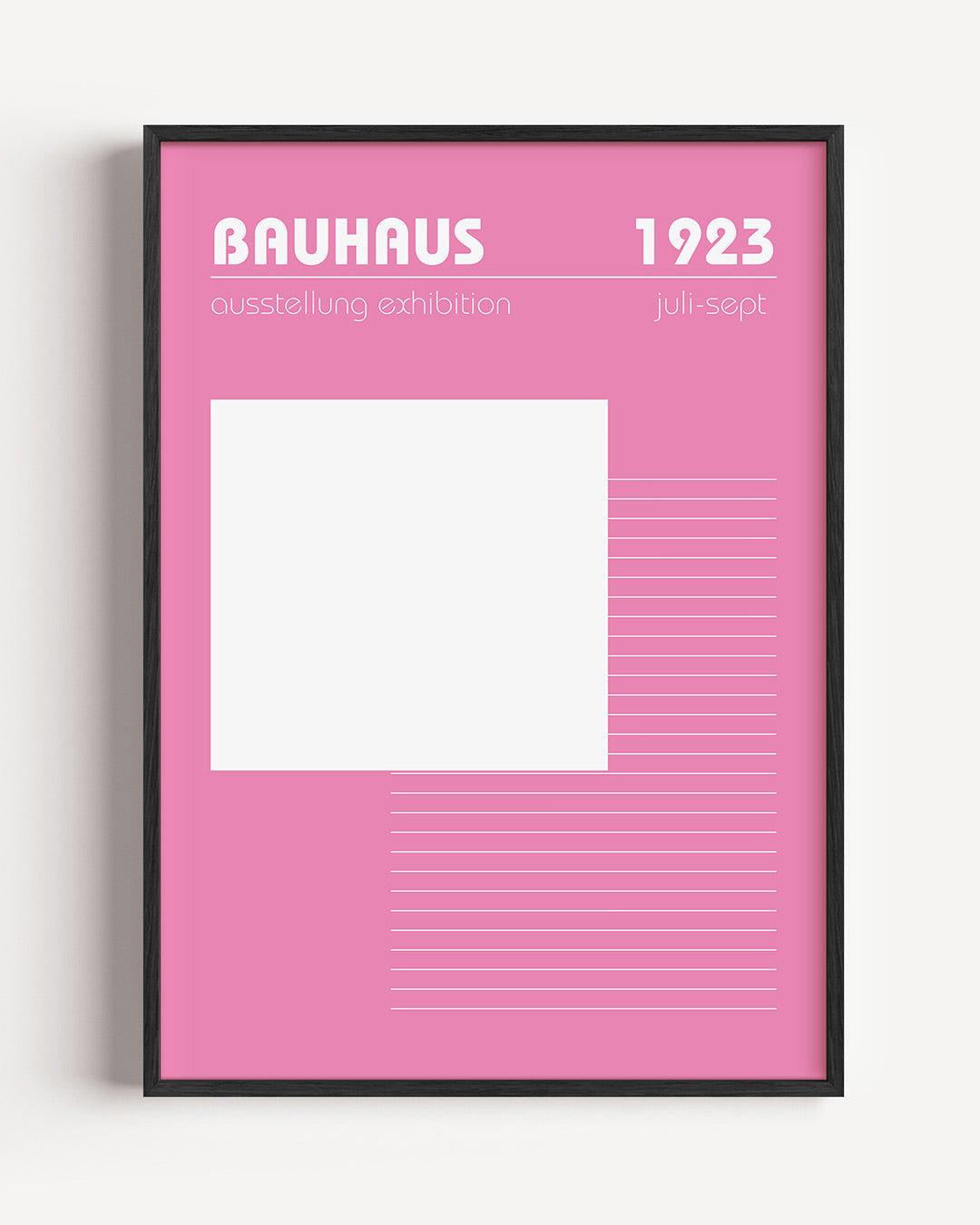 Roze lijnenspel – staande Bauhaus poster als wanddecoratie