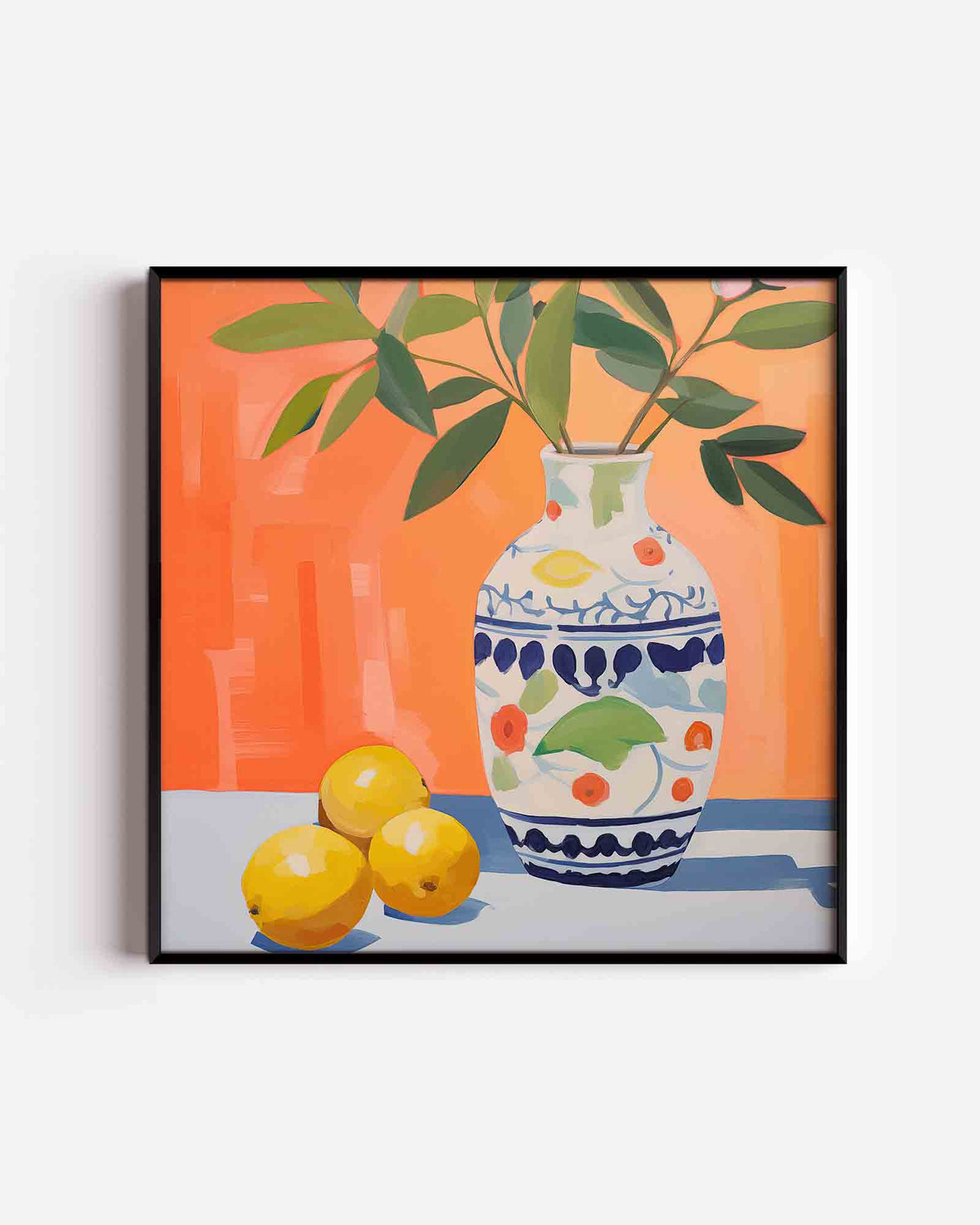 Vazen en citroenen – bloemen vierkante poster als wanddecoratie