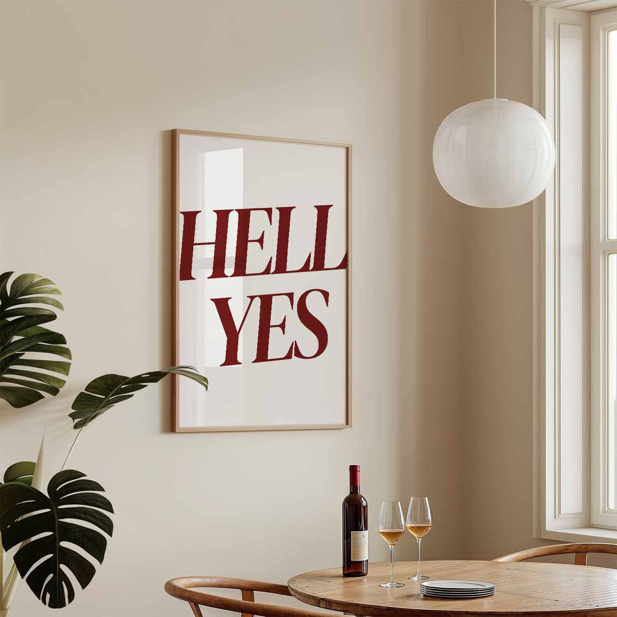 Hell Yes Motivatieposter – staande Popart wanddecoratie van WallArtistic