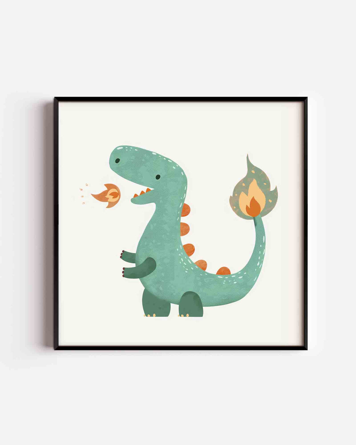Groene dinosaurus – vierkante kinderposter als wanddecoratie