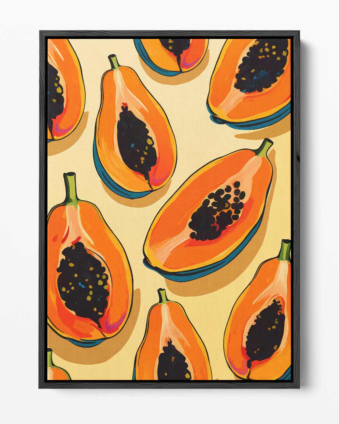Tropische Papaya Print – portret kunstwerk als wanddecoratie
