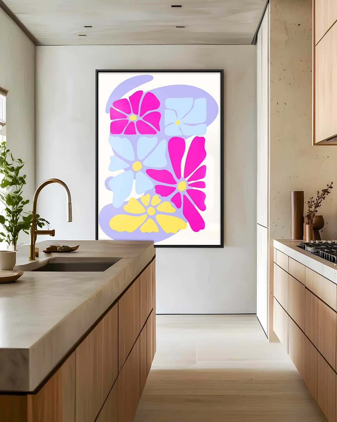Vrolijke Bloemenpracht – plexiglas wanddecoratie in portret formaat