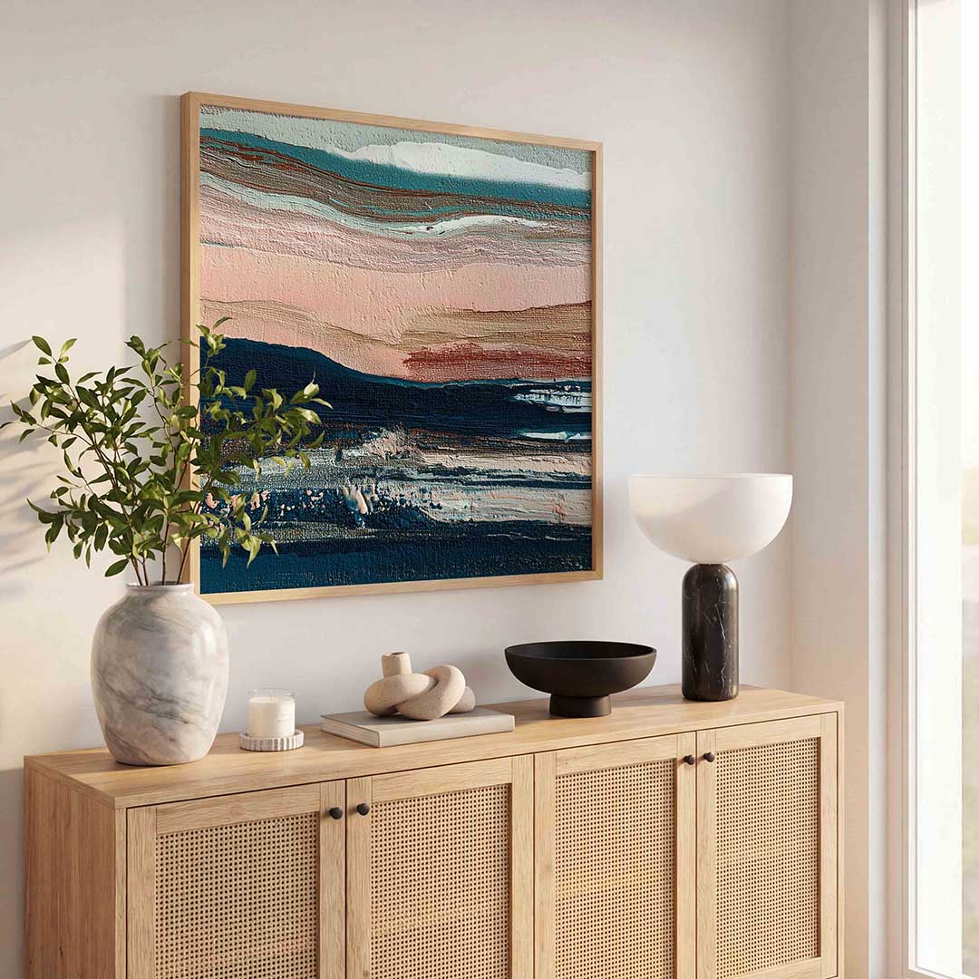 Abstracte landschapsweergave – abstracte wandkunst als vierkante poster