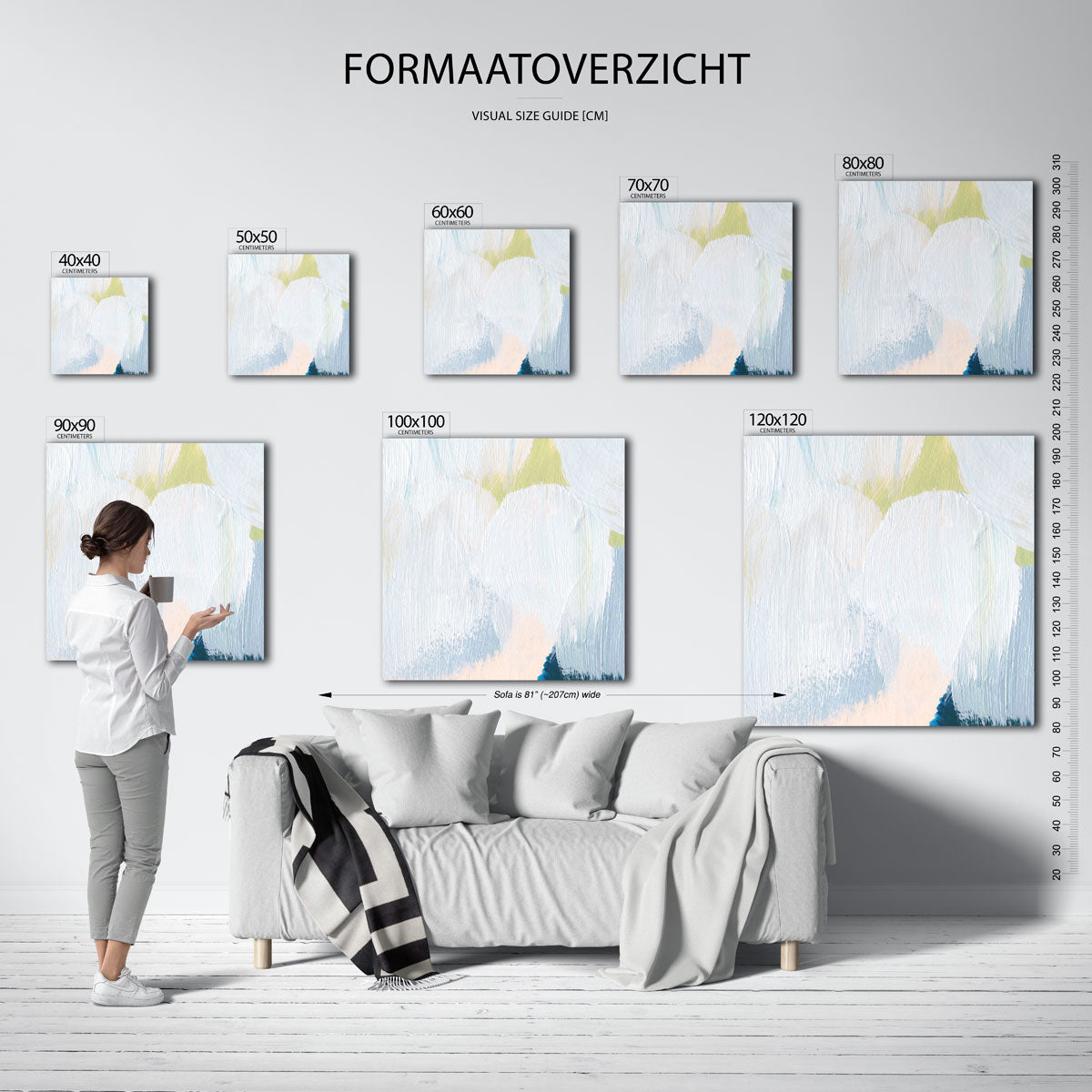 Abstracte penseelstreken – vierkante muurposter met artistieke uitstraling