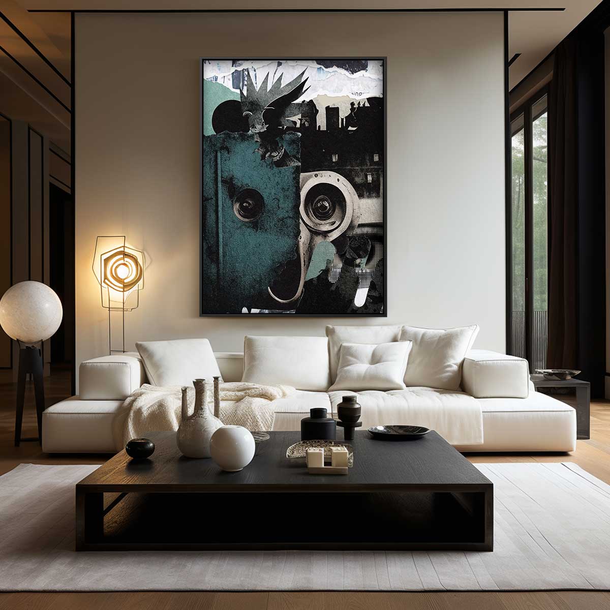 Abstracte Stadse Collage – staand kunstwerk voor modern interieur