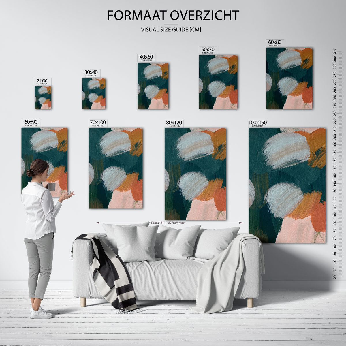 Abstracte penseelstreken – staande muurposter met artistieke uitstraling